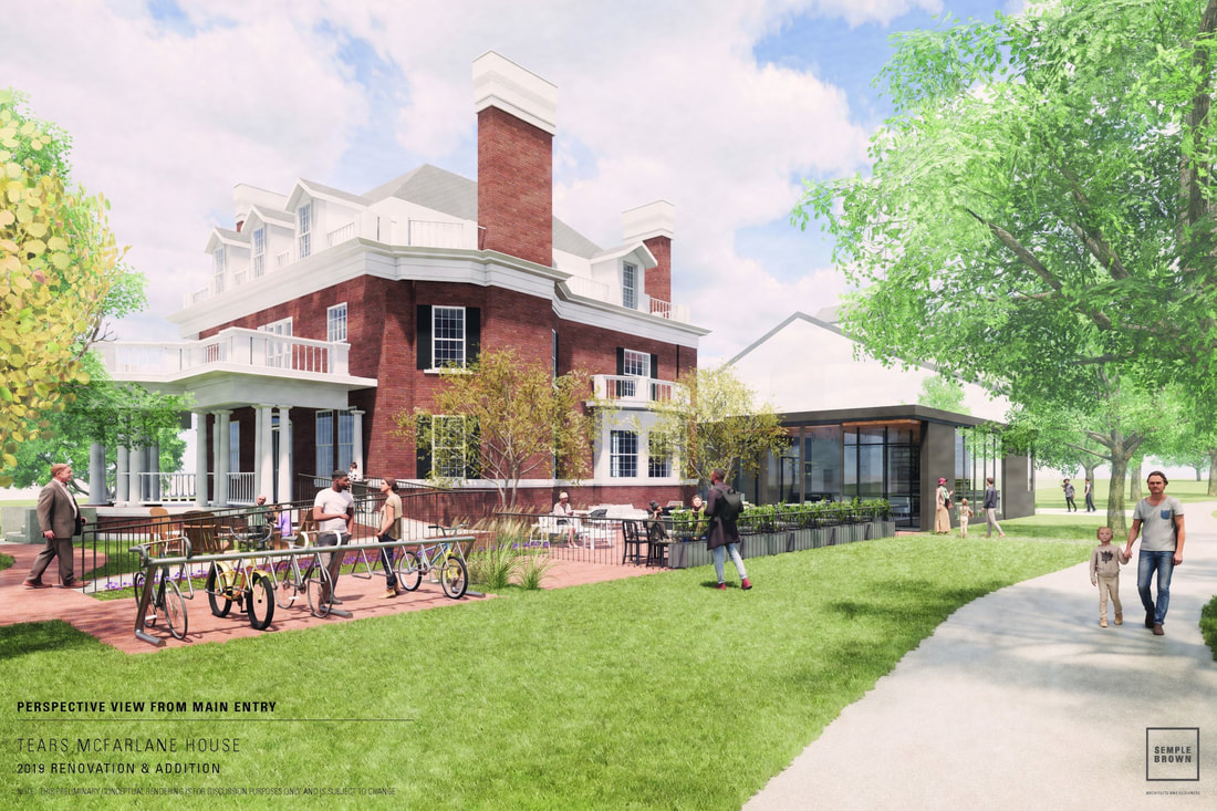Rendering of the renovated Tears-McFarlane house with new cafe addition
